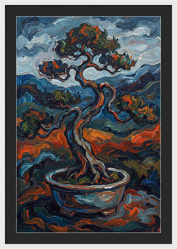 Bonsai Tree In Vibrant Expressionism