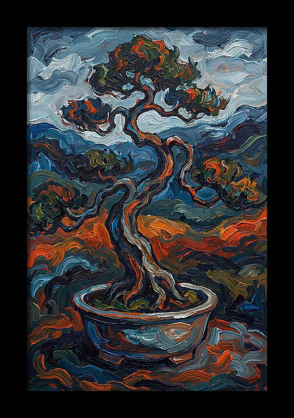 Bonsai Tree In Vibrant Expressionism