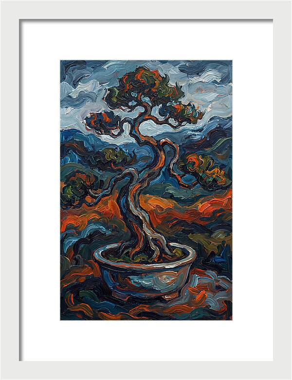Bonsai Tree In Vibrant Expressionism