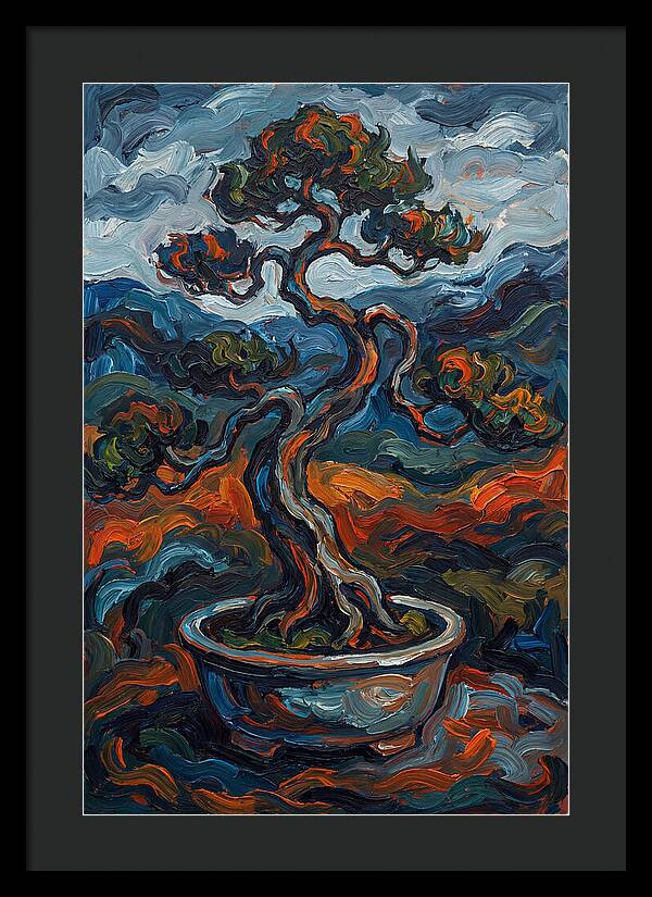 Bonsai Tree In Vibrant Expressionism