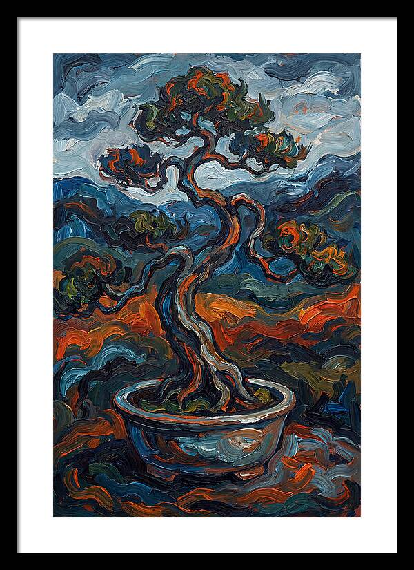 Bonsai Tree In Vibrant Expressionism