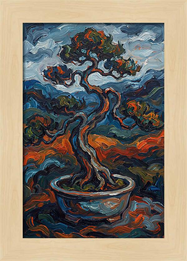 Bonsai Tree In Vibrant Expressionism