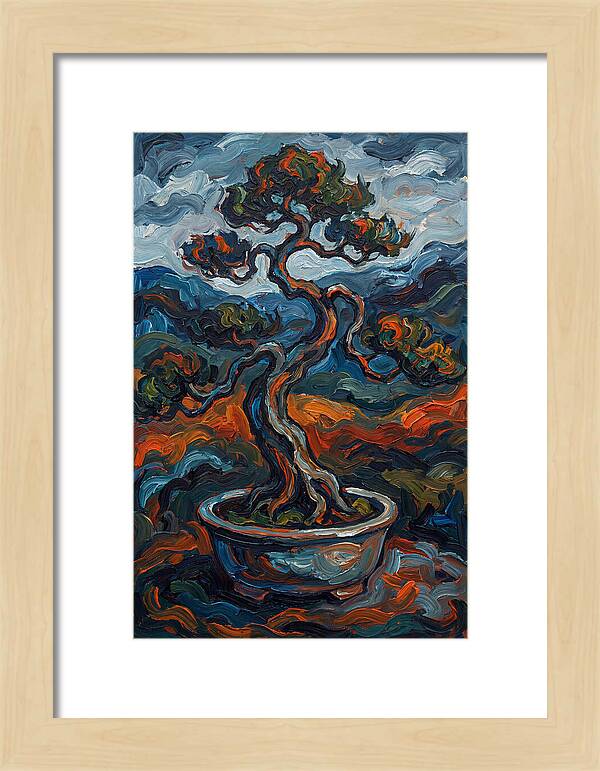 Bonsai Tree In Vibrant Expressionism