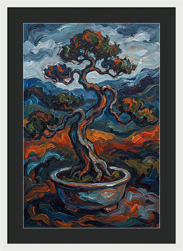 Bonsai Tree In Vibrant Expressionism