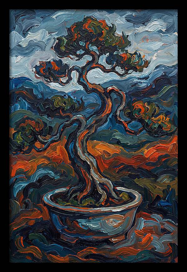 Bonsai Tree In Vibrant Expressionism