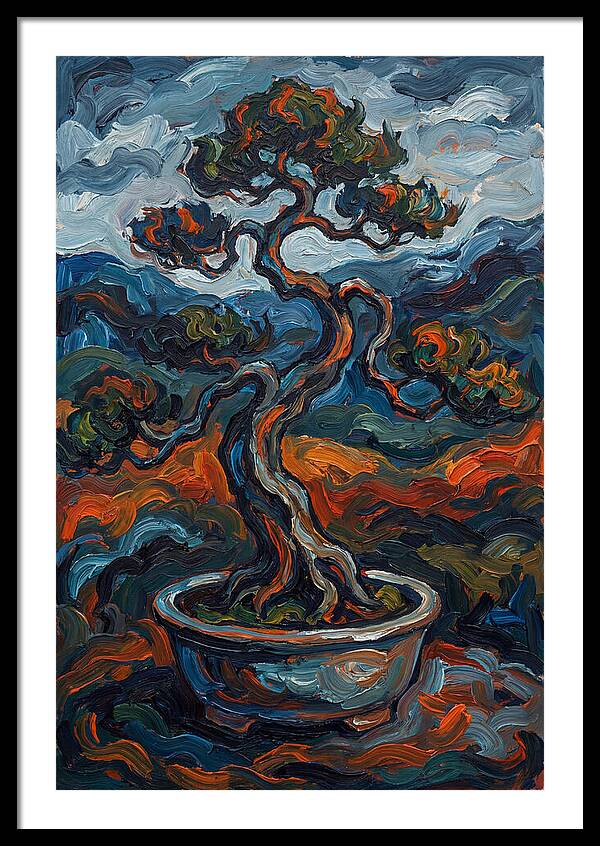 Bonsai Tree In Vibrant Expressionism