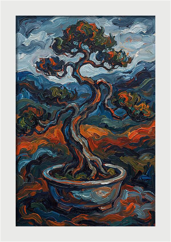 Bonsai Tree In Vibrant Expressionism