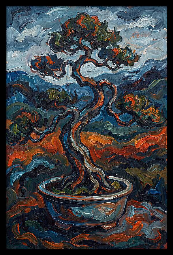 Bonsai Tree In Vibrant Expressionism