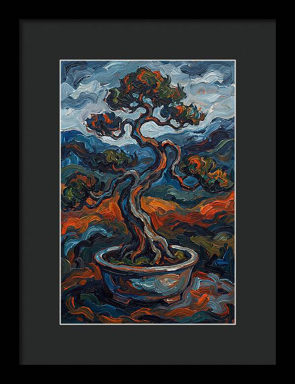 Bonsai Tree In Vibrant Expressionism