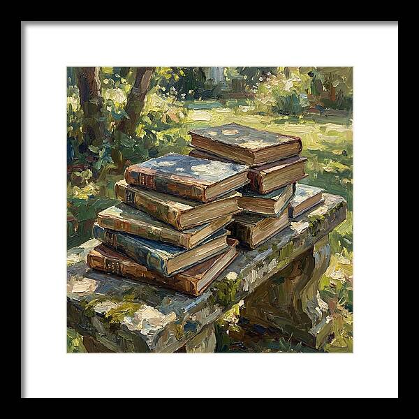 Books Stacked In Nature
