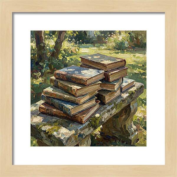 Books Stacked In Nature
