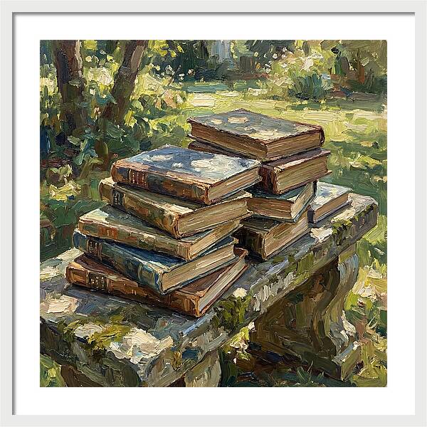 Books Stacked In Nature
