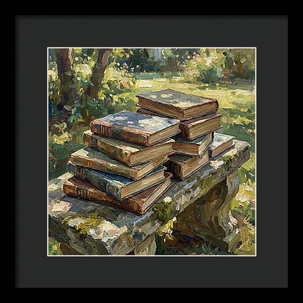 Books Stacked In Nature