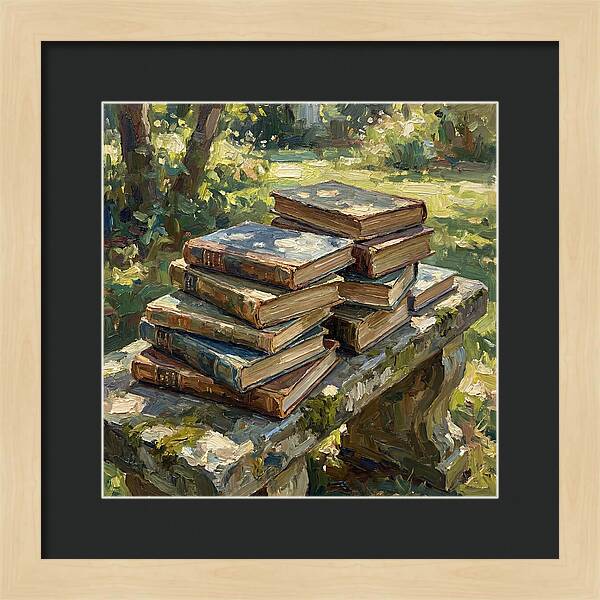 Books Stacked In Nature