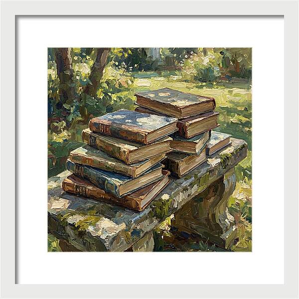 Books Stacked In Nature