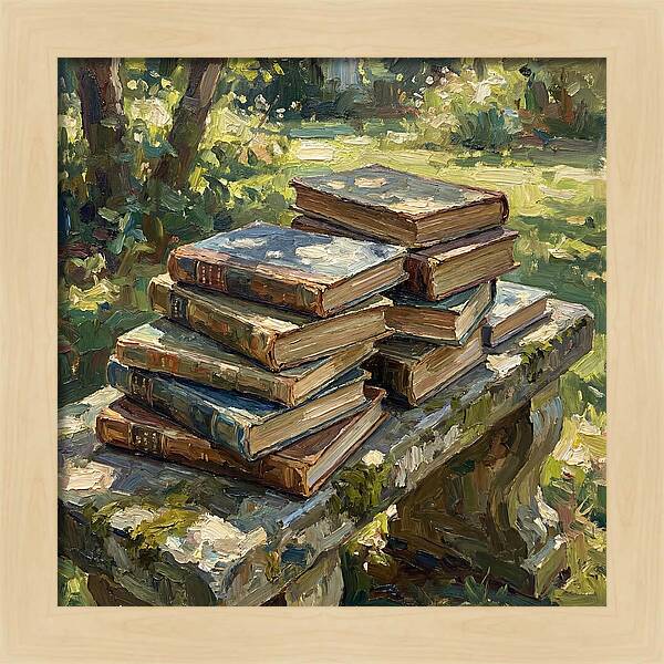 Books Stacked In Nature