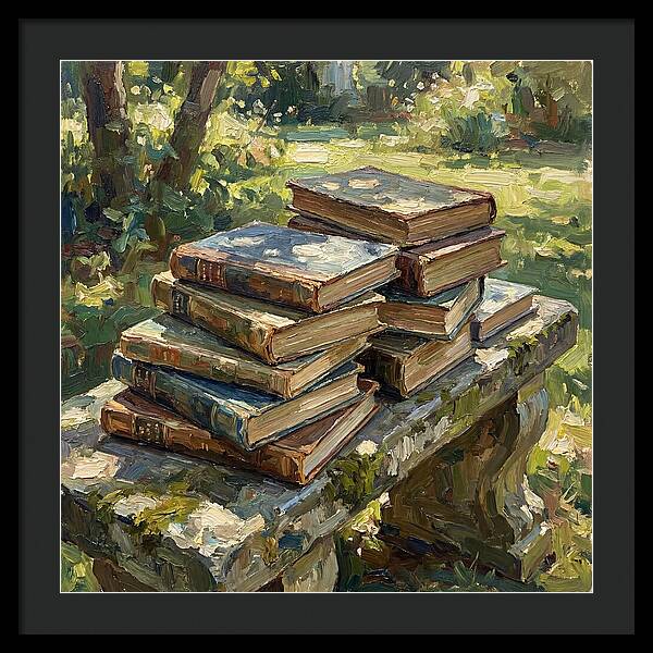 Books Stacked In Nature