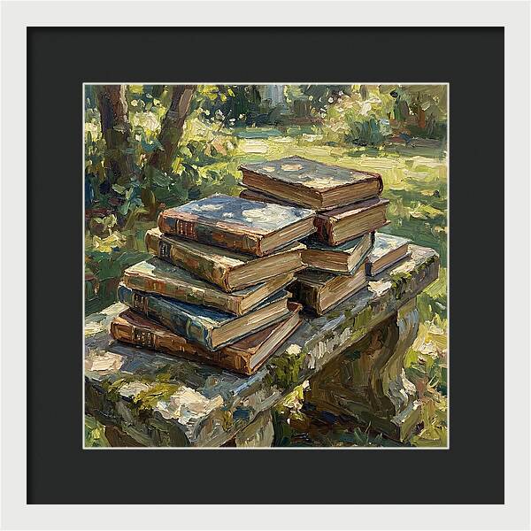 Books Stacked In Nature