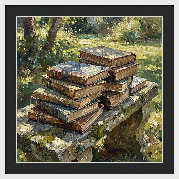 Books Stacked In Nature