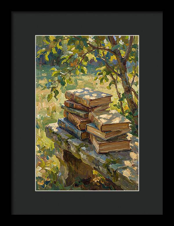 Books Stacked Under A Tree