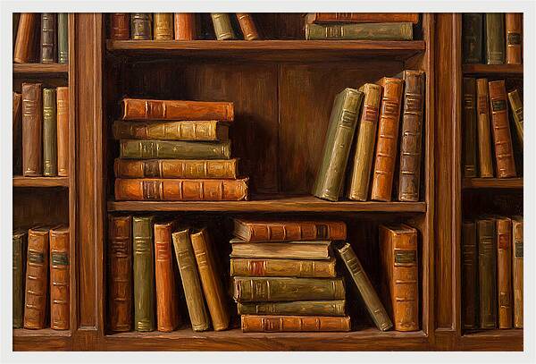 Bookshelf With Leather Spines