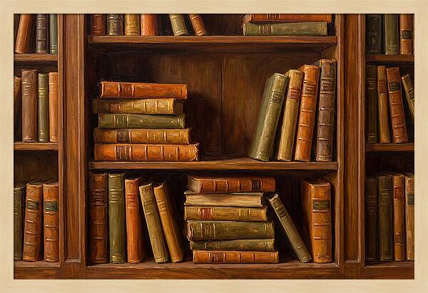 Bookshelf With Leather Spines