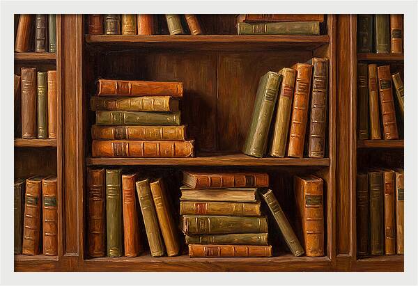 Bookshelf With Leather Spines