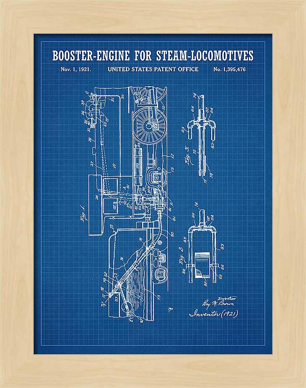 Booster Engine For Steam Locomotives Blueprint Patent Us1395476