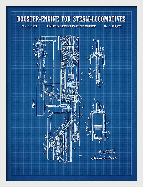 Booster Engine For Steam Locomotives Blueprint Patent Us1395476