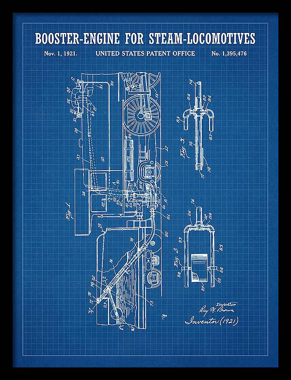 Booster Engine For Steam Locomotives Blueprint Patent Us1395476