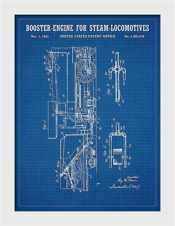 Booster Engine For Steam Locomotives Blueprint Patent Us1395476
