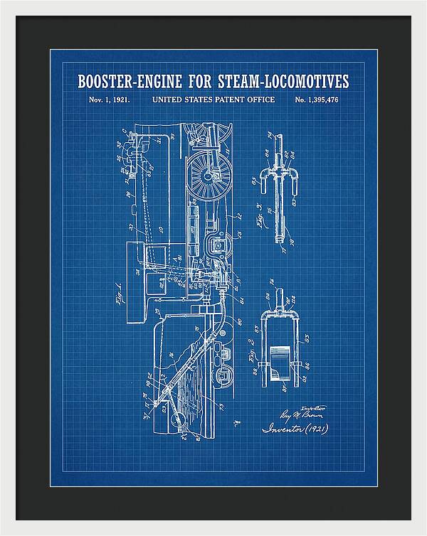 Booster Engine For Steam Locomotives Blueprint Patent Us1395476