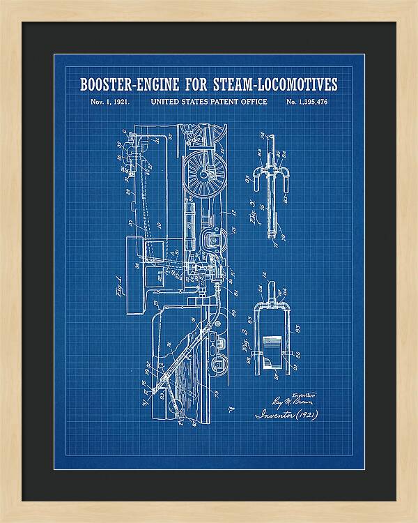 Booster Engine For Steam Locomotives Blueprint Patent Us1395476