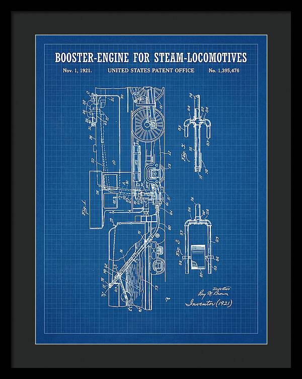 Booster Engine For Steam Locomotives Blueprint Patent Us1395476