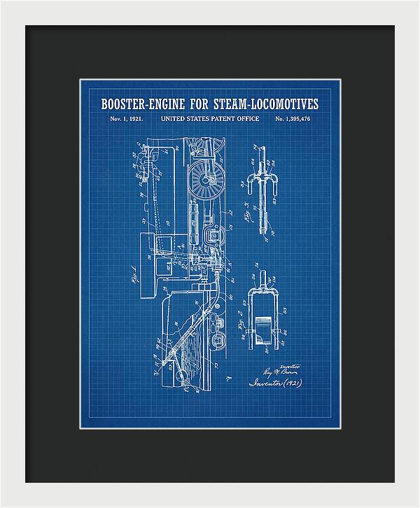 Booster Engine For Steam Locomotives Blueprint Patent Us1395476