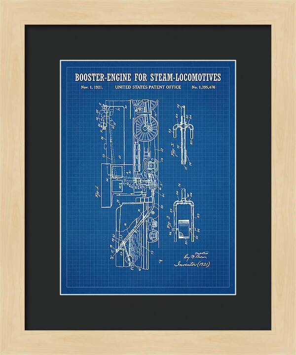 Booster Engine For Steam Locomotives Blueprint Patent Us1395476