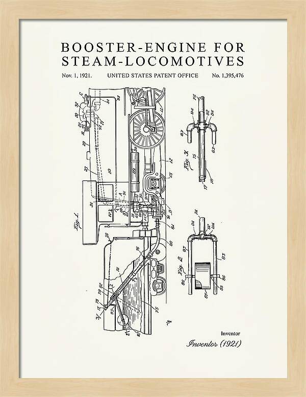 Booster Engine For Steam Locomotives Minimalist Patent Us1395476