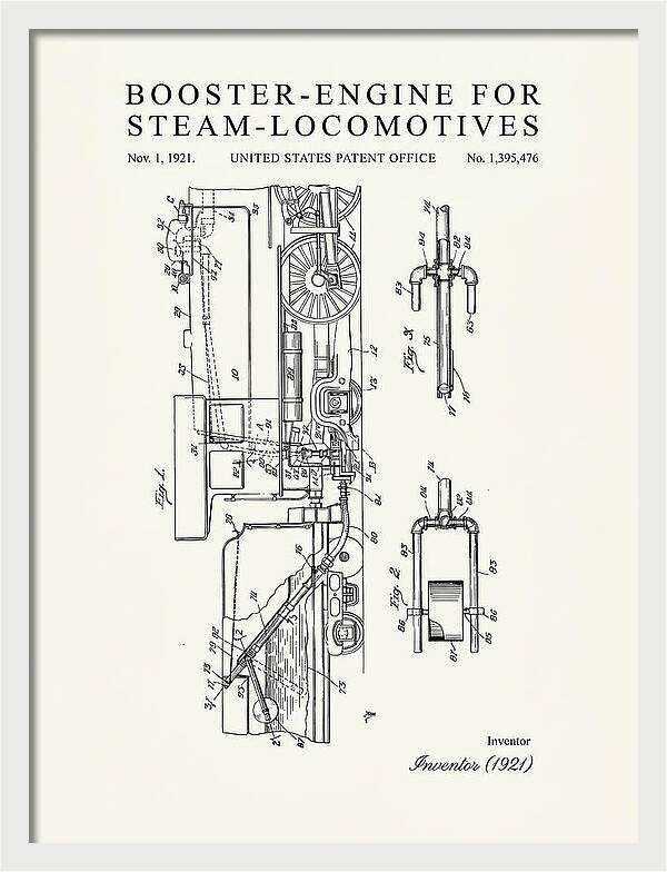 Booster Engine For Steam Locomotives Minimalist Patent Us1395476
