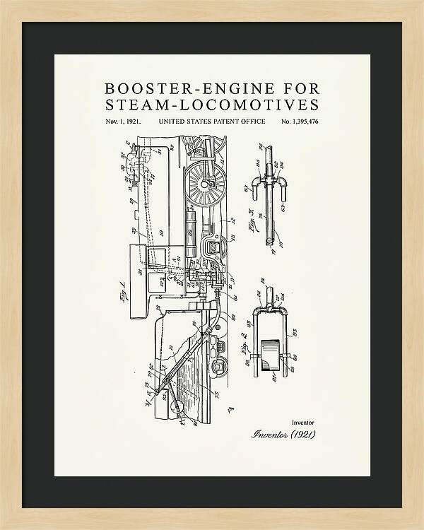 Booster Engine For Steam Locomotives Minimalist Patent Us1395476