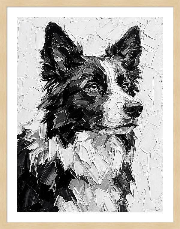 Border Collie Portrait In Monochrome