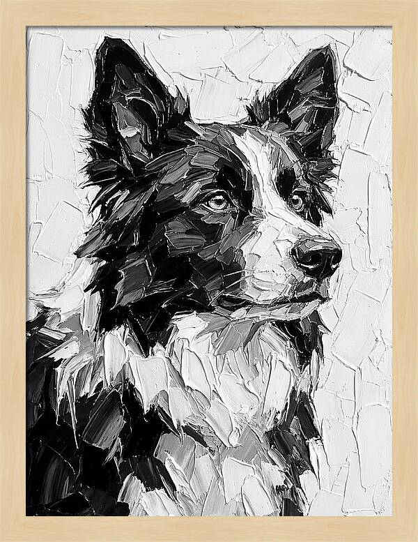 Border Collie Portrait In Monochrome