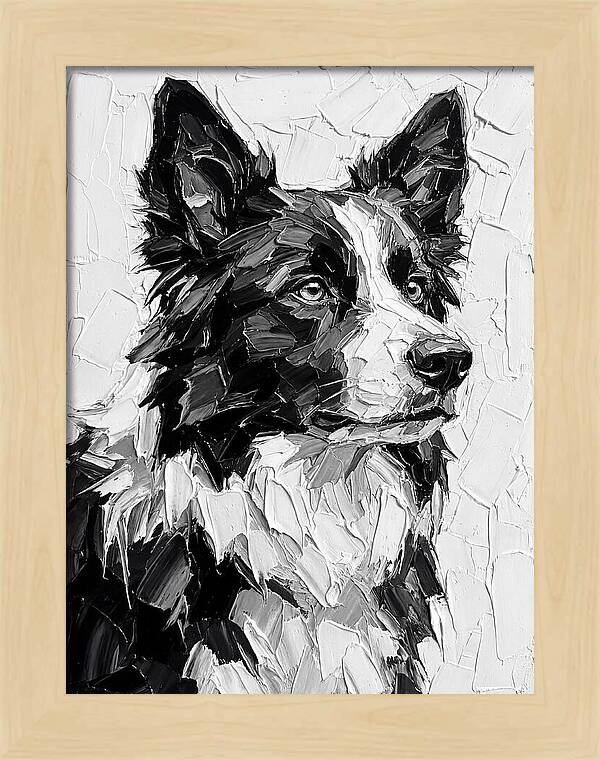 Border Collie Portrait In Monochrome