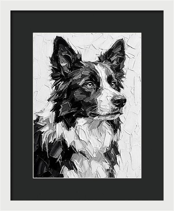 Border Collie Portrait In Monochrome