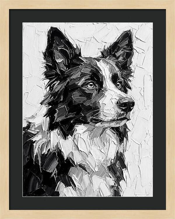 Border Collie Portrait In Monochrome