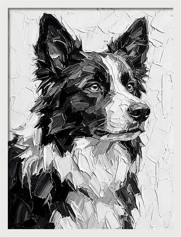 Border Collie Portrait In Monochrome