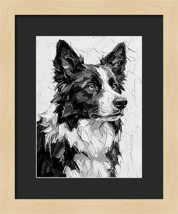 Border Collie Portrait In Monochrome