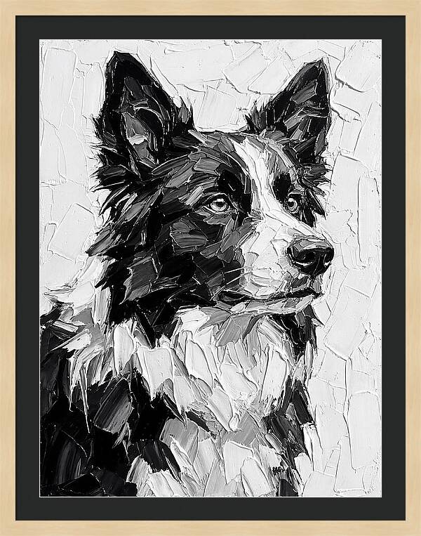 Border Collie Portrait In Monochrome