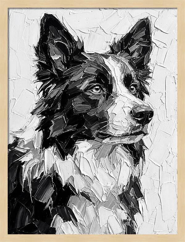 Border Collie Portrait In Monochrome