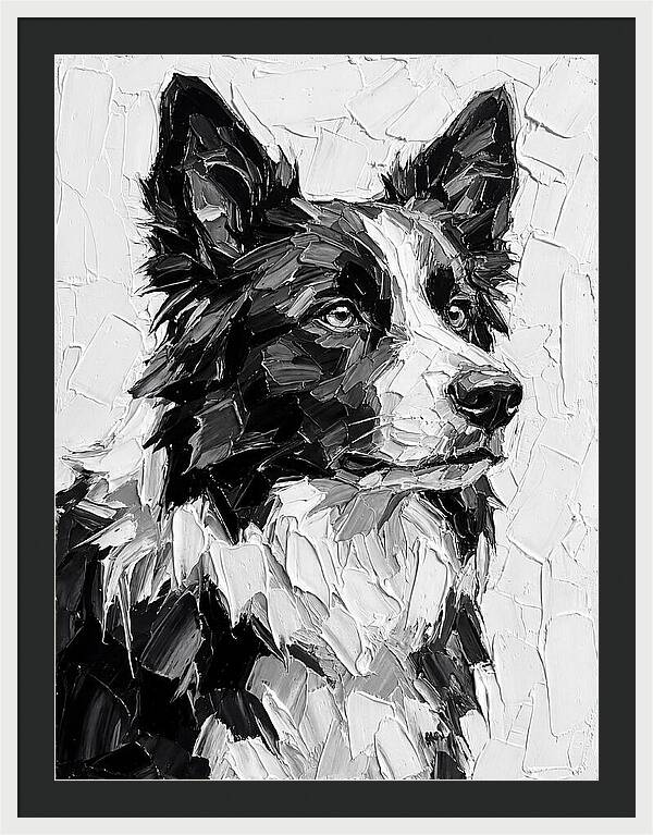Border Collie Portrait In Monochrome