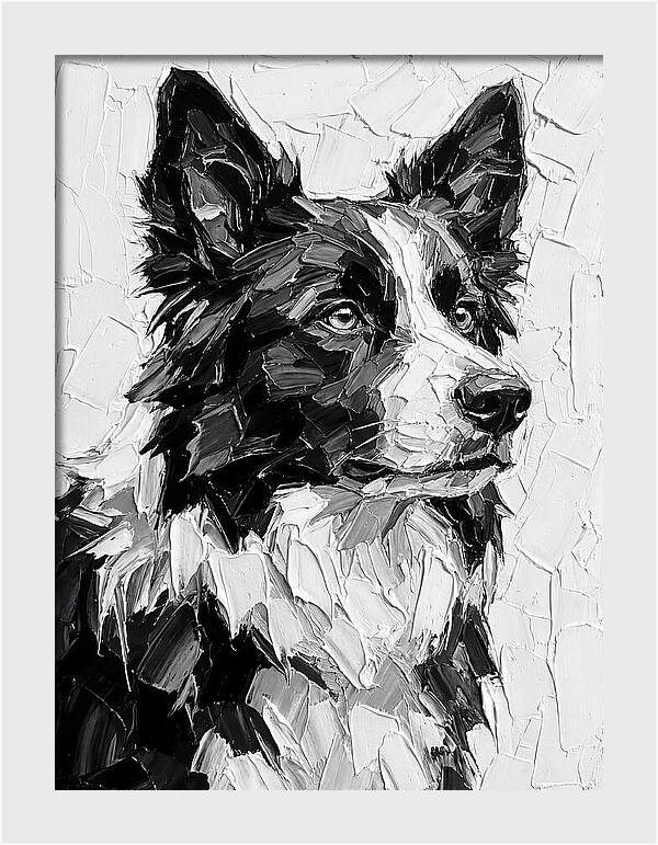 Border Collie Portrait In Monochrome